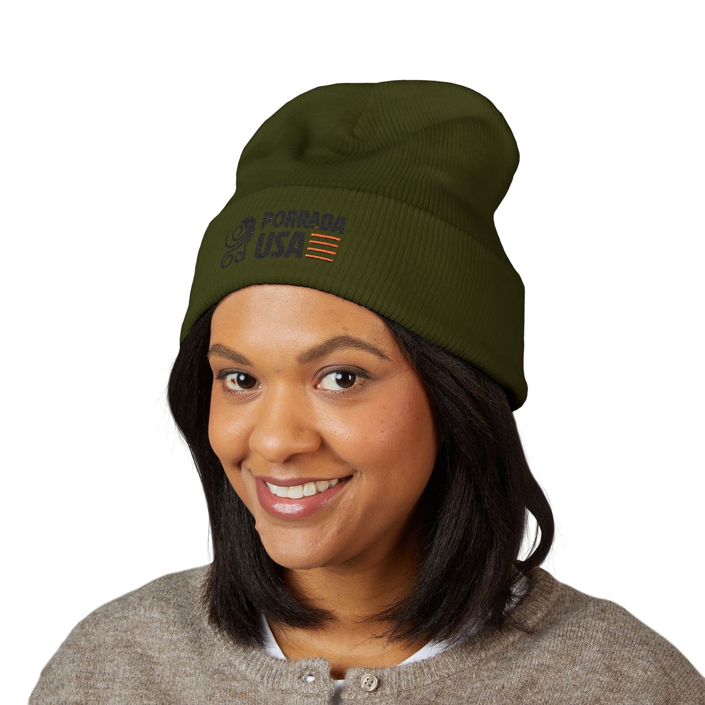 Stylish Porrada USA Embroidered Cuffed Beanie